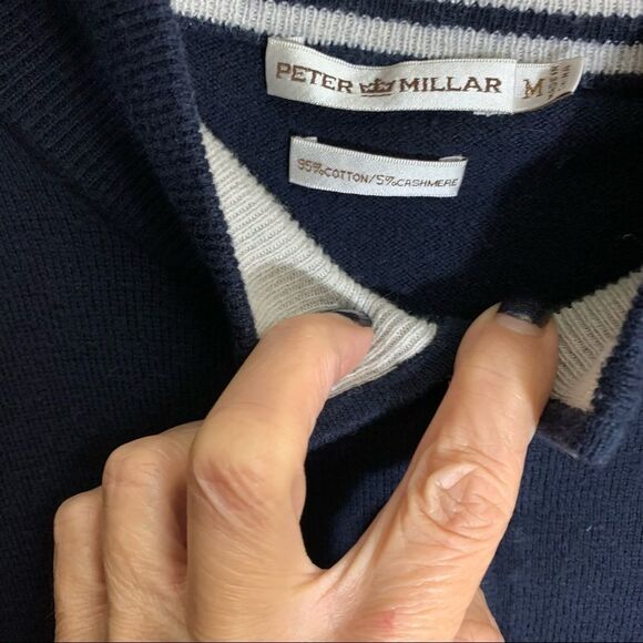 Peter Millar‎ Blue Soft Quarter Zip Pullover Sweater Size Medium - Picture 7 of 7
